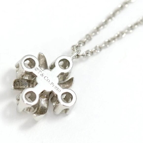 Tiffany & Co Diamond Cross Jean Schlumberger Lynn Necklace 16" Platinum 950 Auth - Picture 5 of 8